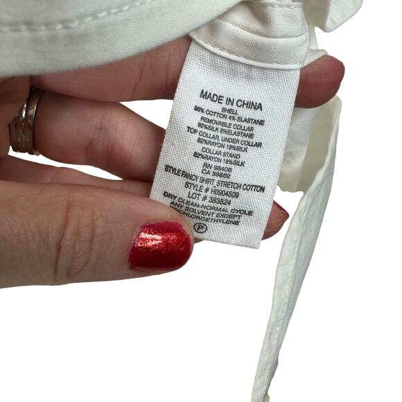 Theory NWOT White Silk Blend Velour Collared Fancy Button Down Shirt Blouse - Picture 8 of 8